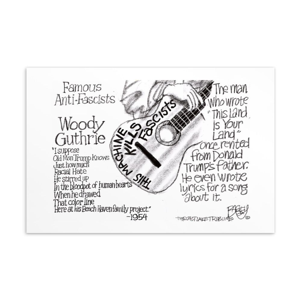 Famous anti-fascist postcard - Woody Guthrie